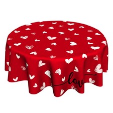 Valentines Round Tablecloth Heart Spring Love Kitchen Dining Decor 60 Inch