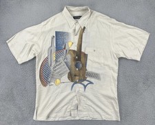 Vintage Tori Richard XL Hawaiian Viscose Button Up Shirt D. Dol Art Music Guitar