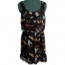 Forever 21 Women’s M/M Abstract Scoop Neck Chiffon A-Line Dress Ruffle Short
