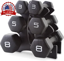 Juego de mancuernas de neopreno de 32 libras, diseño antivuelco (Negra) NUEVO US