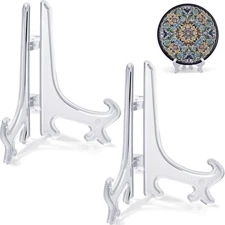 Clear Acrylic Easel Stands 3 Inch Small Display Holders for Plates Books Photos