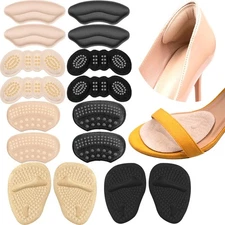 8 Pairs Heel Grips for Women's Shoes - Pads & Shoe Inserts Biege Black