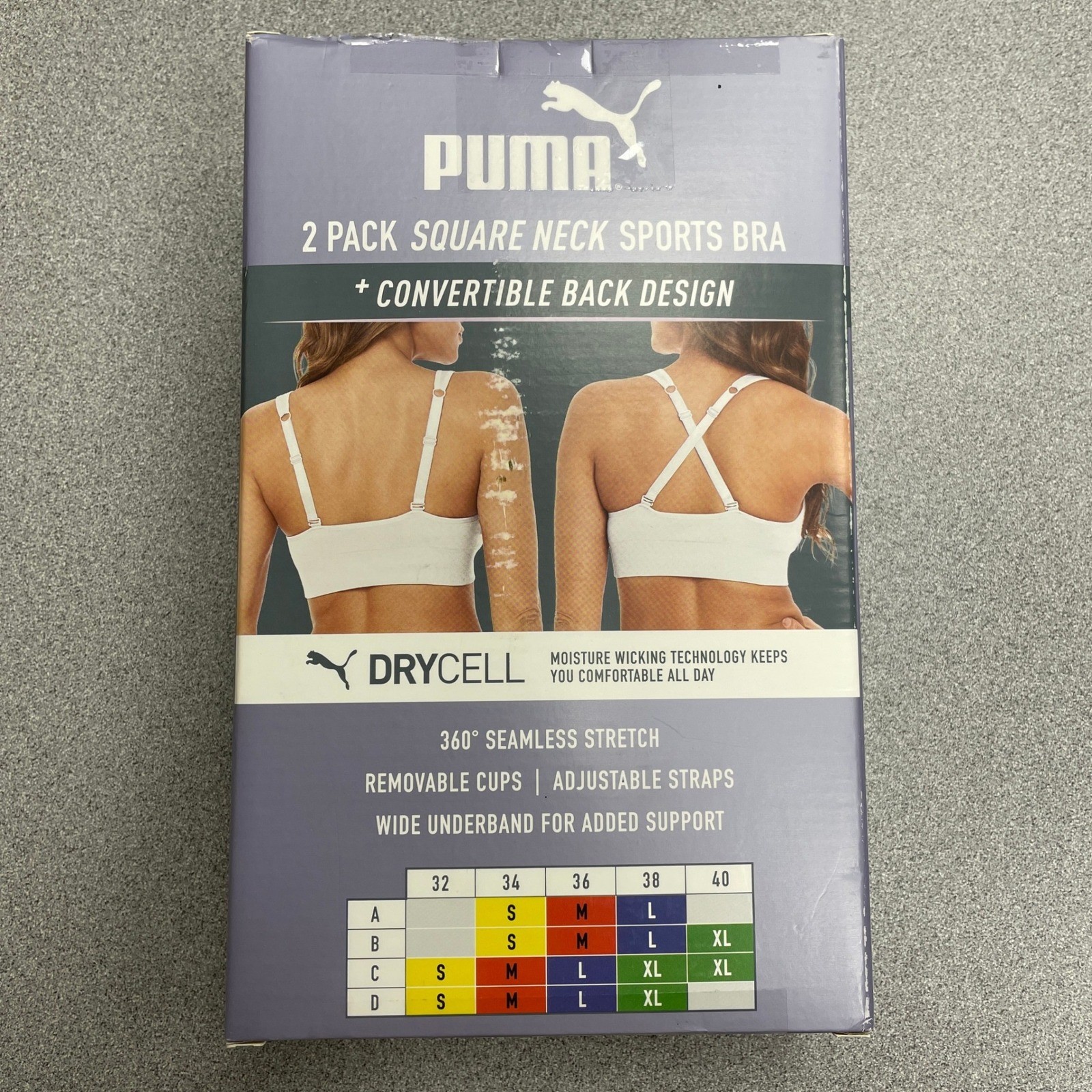 NEW PumaWomen's L 2 Pack Seamless Sports Bra Square Neck Moisture Wicking thumbnail 8