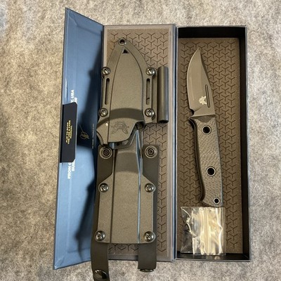 Benchmade Mini Bushcrafter Carbon Fiber Knife Drop Point Black USA MADE $480