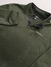 Eddie Bauer Radiator Fleece Snap Mock Neck Pullover XL Green Mens Casual 1/4