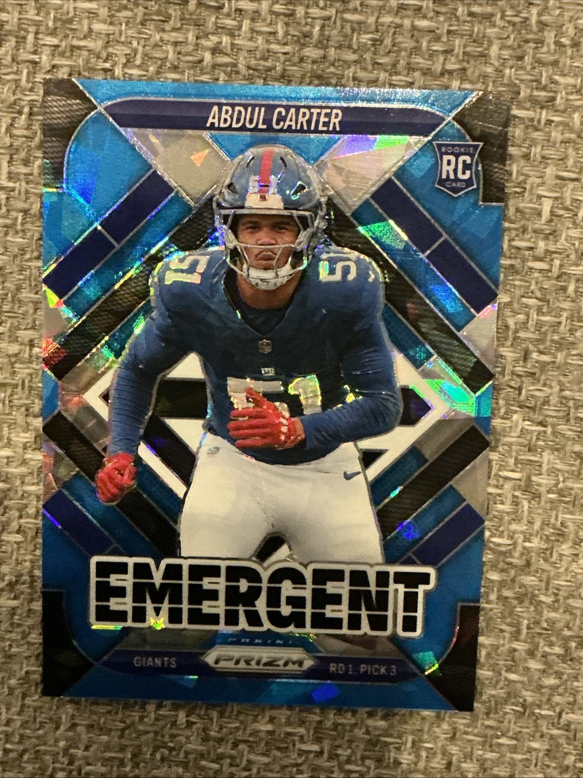 2025 Prizm Football Abdul Carter Emergent Blue Cracked Ice /99 RC Giants 🔥🔥