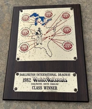 Original 1982 WinterNationals Darlington Dragway Class Winner Plaque - IHRA SC