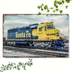 Santa Fe Vintage Train Wrought Tin Metal Signs Home Décor 8x12