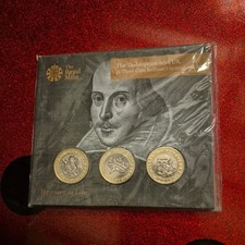 2016 UK Royal Mint William Shakespeare 3 x £2 BU Coin Set Sealed Pack
