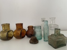 Vintage Old Bottles Bovril Amber Glass Jars Set of 8 Home Decor Display 