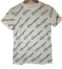 Kids/Boys Large T-Shirt Champion Short Sleeve Crew Neck White Black Logo NWT