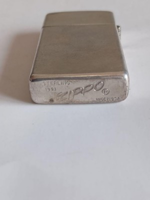 1991ZIPPO SLIM STARING SILVER 1950s Zippo Sterling Silver