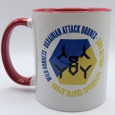 UKRAINIAN ATTACK DRONES - WILD HORNETS MUG - Blue/Yellow/Red - 2 Sided
