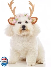 Impoosy Pet Christmas Costume Hat Merry Christmas Dog Antlers Headbands Elast