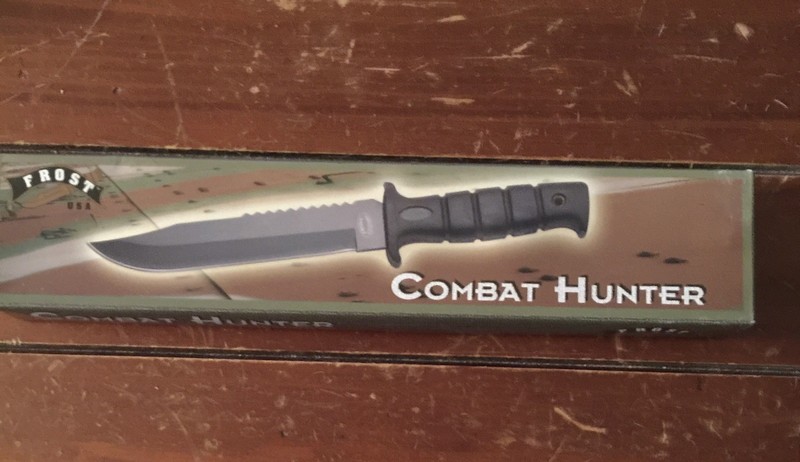 *NEW* 12” Bowie Knife Blk/SS Blade with Sheath & compass 18-169B/B Frost Cutlery