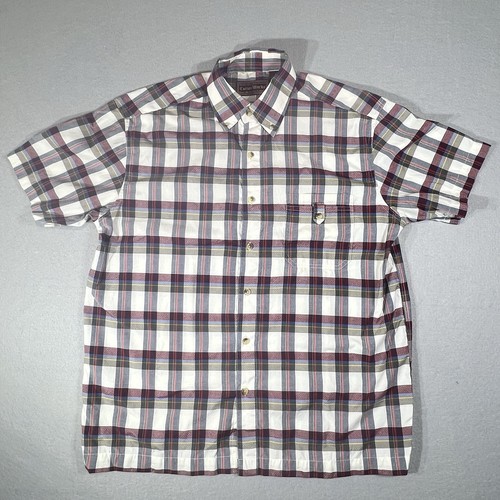 Falcon Bay Men's Short Sleeve Button Down plaid Medium Sport Shirt - Picture 2 of 13
