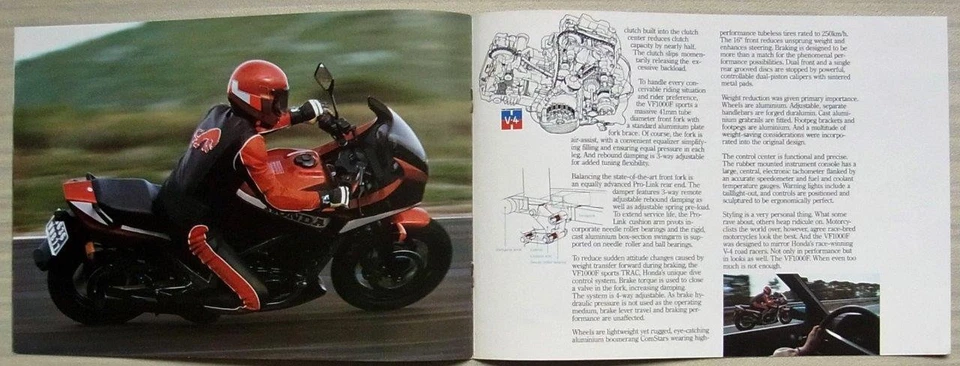 HONDA VF1000F MOTORCYCLE Sales Brochure 1984 #2C4036 - Image 3 of 4