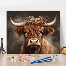 Cow Paint by Numbers for Adults Farm Animal DIY Arts Craft Beginner Highland