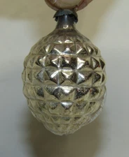 Japan Antique Silver Glass Bumpy Lantern Feather Tree Christmas Ornament 1950's