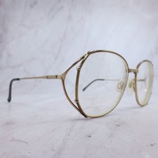 Sophia Loren M12 Vintage Round Eyeglasses Gold Tone Metal Frames 55-17 30186