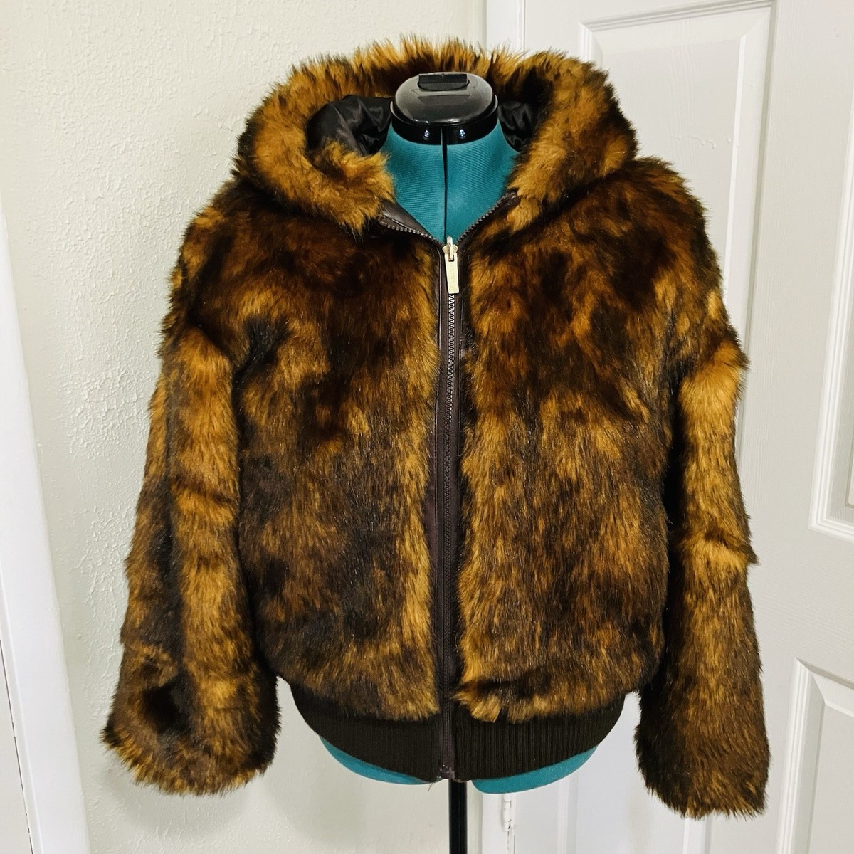 Ablanche Urban Fritters Brown Faux Fur Coat Size Large | eBay