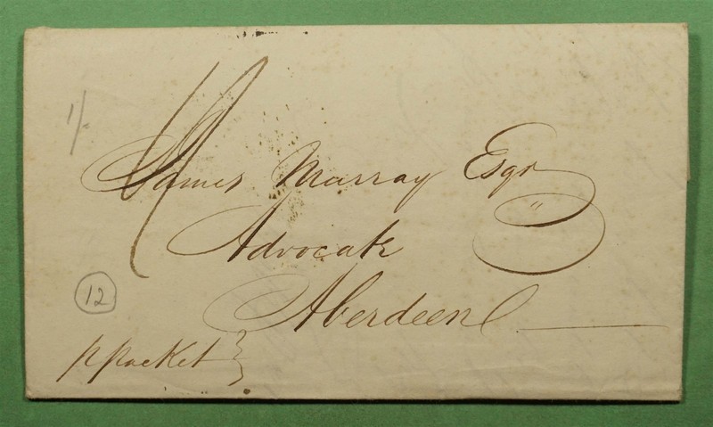DR WHO 1842 JAMAICA STAMPLESS F/L TO ABERDEEN SCOTLAND w26871