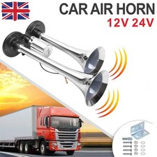 600DB 12/24V Super Loud Dual Trumpet Air Horn Kit Truck Lorry Boat Train Speaker