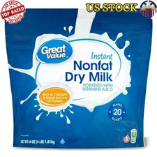 Instant Nonfat Dry Milk Powder 64oz Fortified Vitamins A D Calcium Good Protein