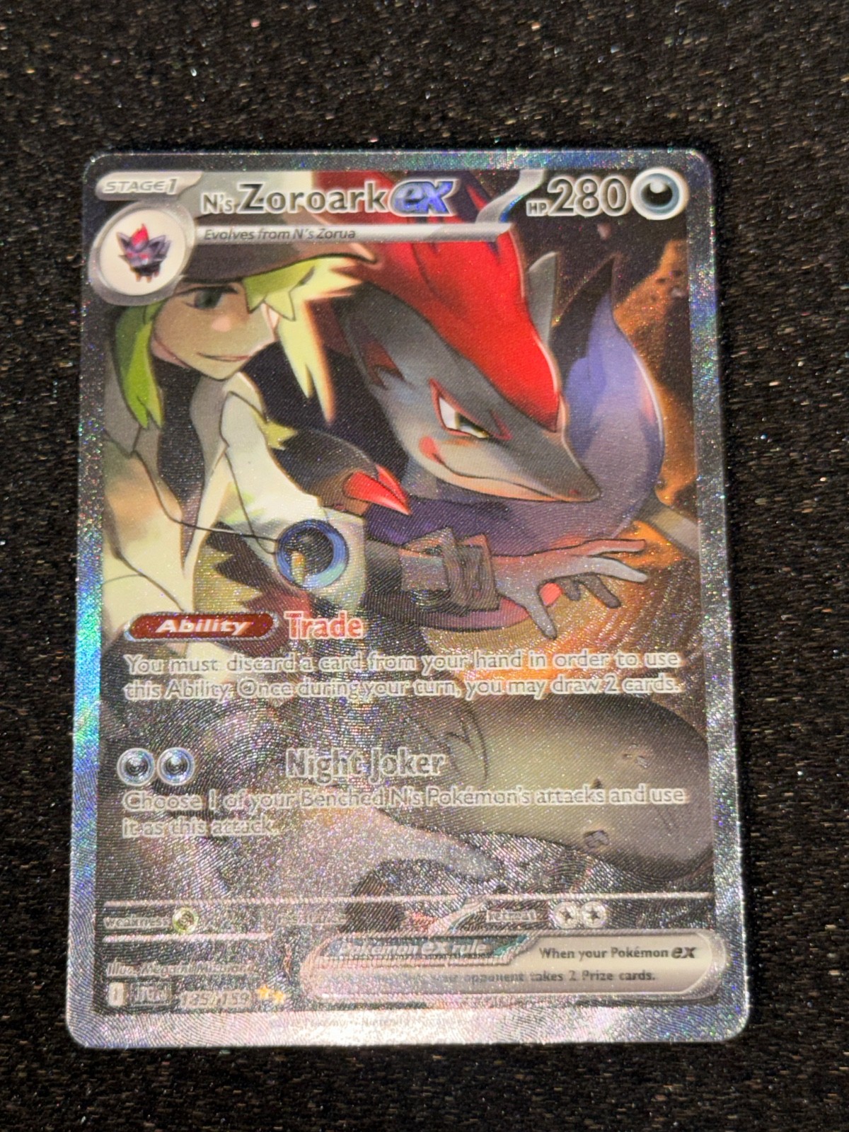 Pokemon TCG N's Zoroark ex 185/159 Journey Together Holo SIR NM Fresh Pull