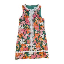 Eliza J Floral Lace Trim Shift Dress In Green Pink Multicolored Sz 2 Preppy