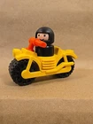 Vintage Fisher-Price Little People Yellow Motorcycle With Helmet Driver