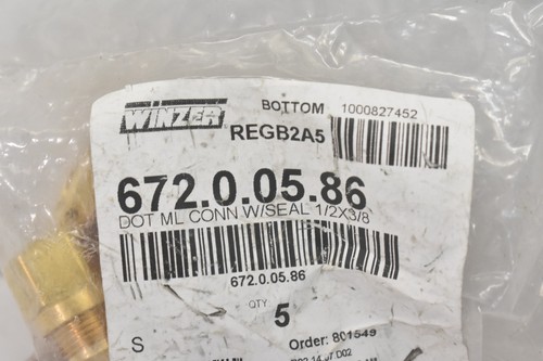 Lot of 5 Winzer 672.0.05.86 Connections w Seal Air Brake Fittings 1/2' x 3/8" - Picture 2 of 5