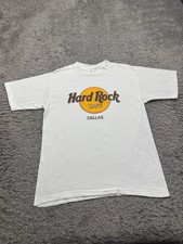 Hard Rock Cafe Shirt Adult Large White Dallas TX Single Stitch Vtg Made In USA