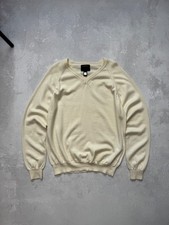 Class Roberto Cavalli Men's Cream Beige V-Neck 100 Wool Sweater SZ XL Fit L