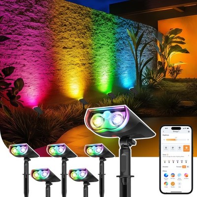 Smart Solar Lights Outdoor SL5 with Motion Sensor, APP Control Color Changing...