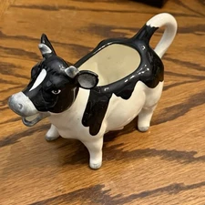 Vintage Holstein Black & White Standing Cow Ceramic Creamer Otagiri