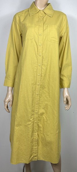 GEB Mustard Long Sleeve Shirt Dress - Size Large