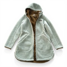 LL Bean Mountain Pile Fleece Jacket Women Medium, Mint, Sherpa, Hooded, Full Zip