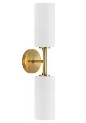 Progress Lighting Cofield Collection Gold 2 Light Vintage Brass w Glass Shade