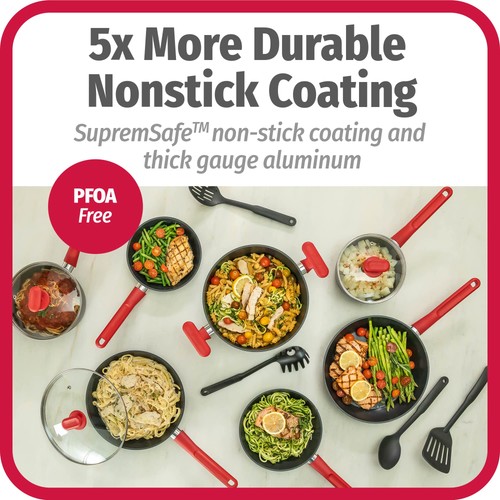 12-Piece Nonstick Cookware Set | Even Heating Aluminum | Ergonomic Handles - Picture 5 of 6