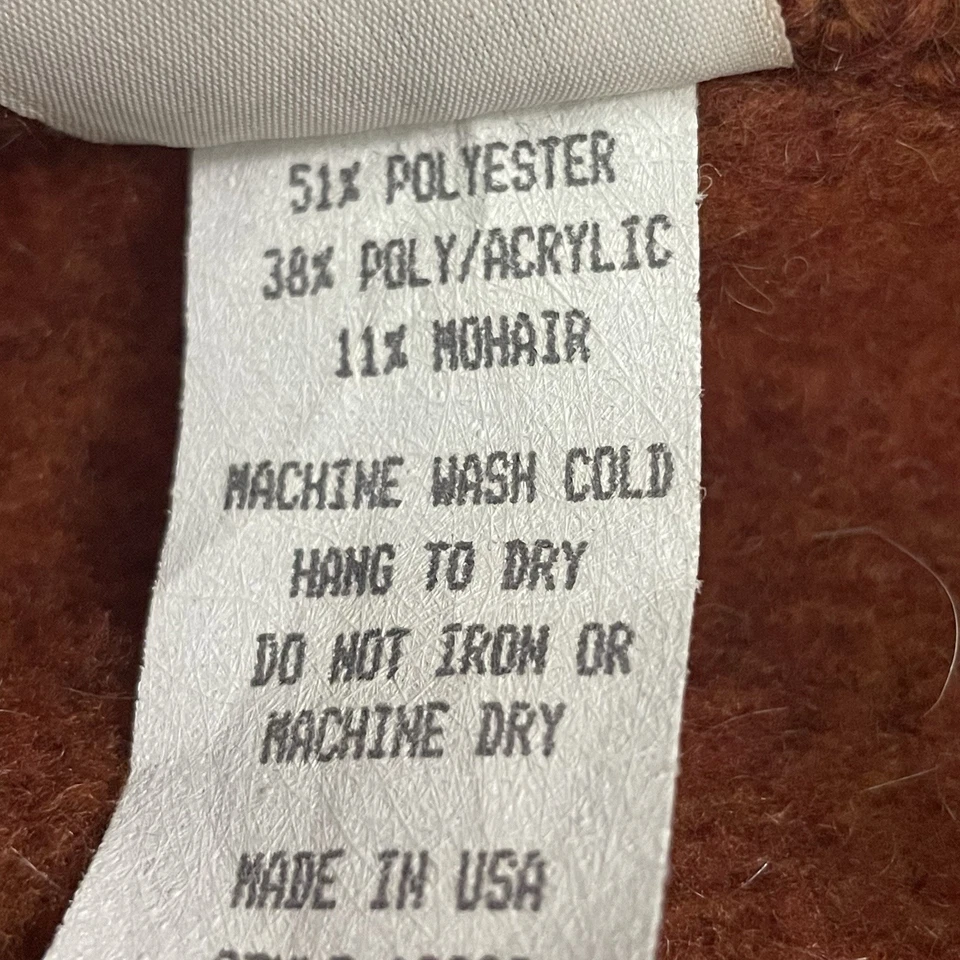 Antigo F.L. Cabo xale de pele de mohair marrom Malik feito nos EUA tamanho pequeno P - Imagem 4 de 4