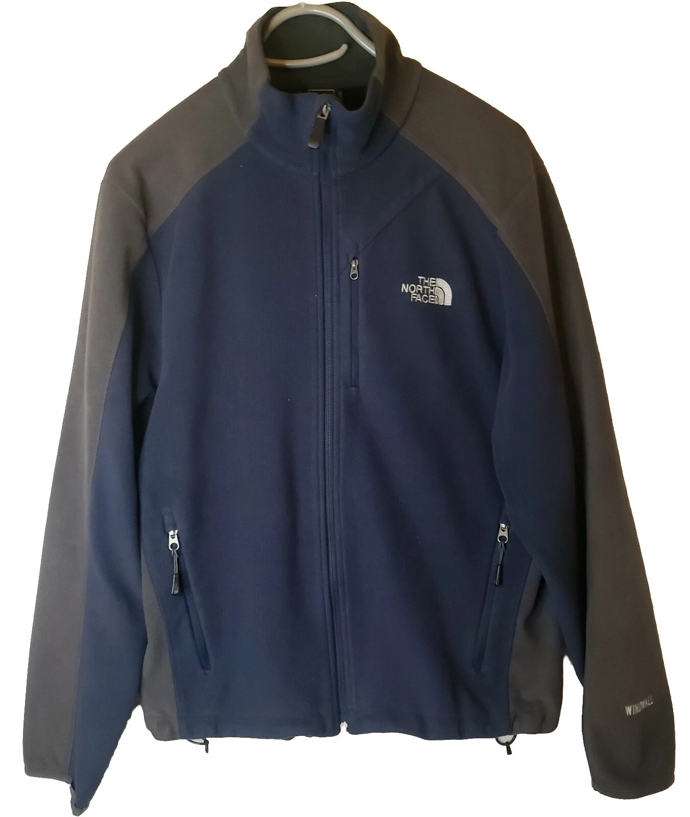 The North Face Windwall Fleece Jacket Men's M Blue & Gray Full Zip Thermal Lined