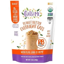 Oatsome PBfit Overnight Oats - Peanut Butter Flavor with Chia Seeds, Flax Seeds