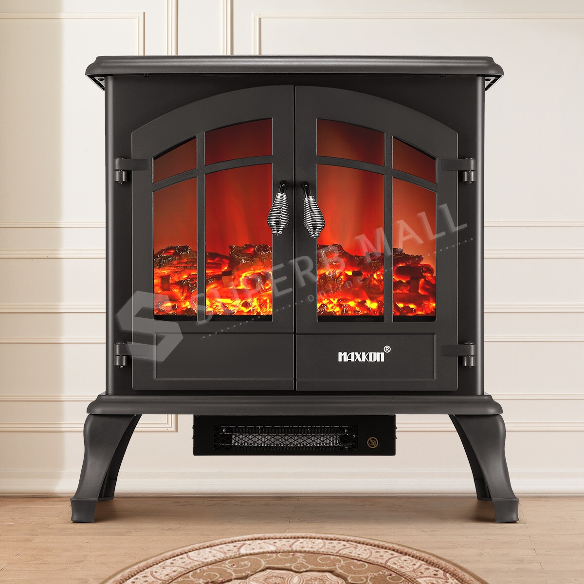 Maxkon Electric Fireplace Stove 3D Rolling Heater Thermostat Freestanding  1800W | eBay