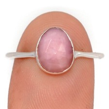 Natural Faceted Pink Opal - Peruvian 925 Silver Ring Jewelry s.8.5 CR68893