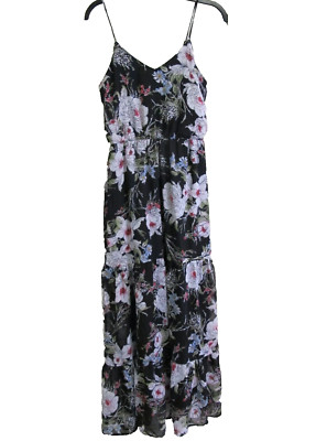 The Vanity Room Womens Chiffon Empire Waist V Neck Floral Maxi Dress Size XS