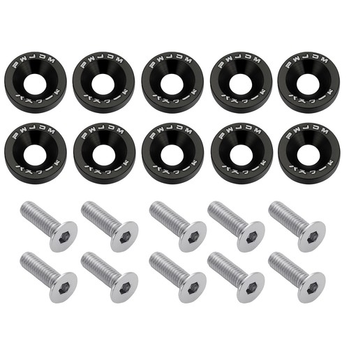 20PCS Black Billet Aluminum Fender Bumper Washer Bolt Engine Bay Screw Kit JDM - Foto 6 di 10