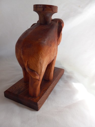Hand Carved Wooden Elephant 7 Inches Tall Unbranded Unsigned Vtg Free Shipping  - Picture 6 of 12