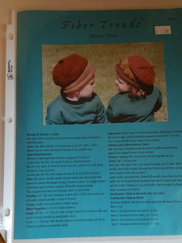 Fiber Trends Acorn Hat CH-37 Knitting Pattern Vintage 2001 Evelyn A. Clark - Picture 2 of 2