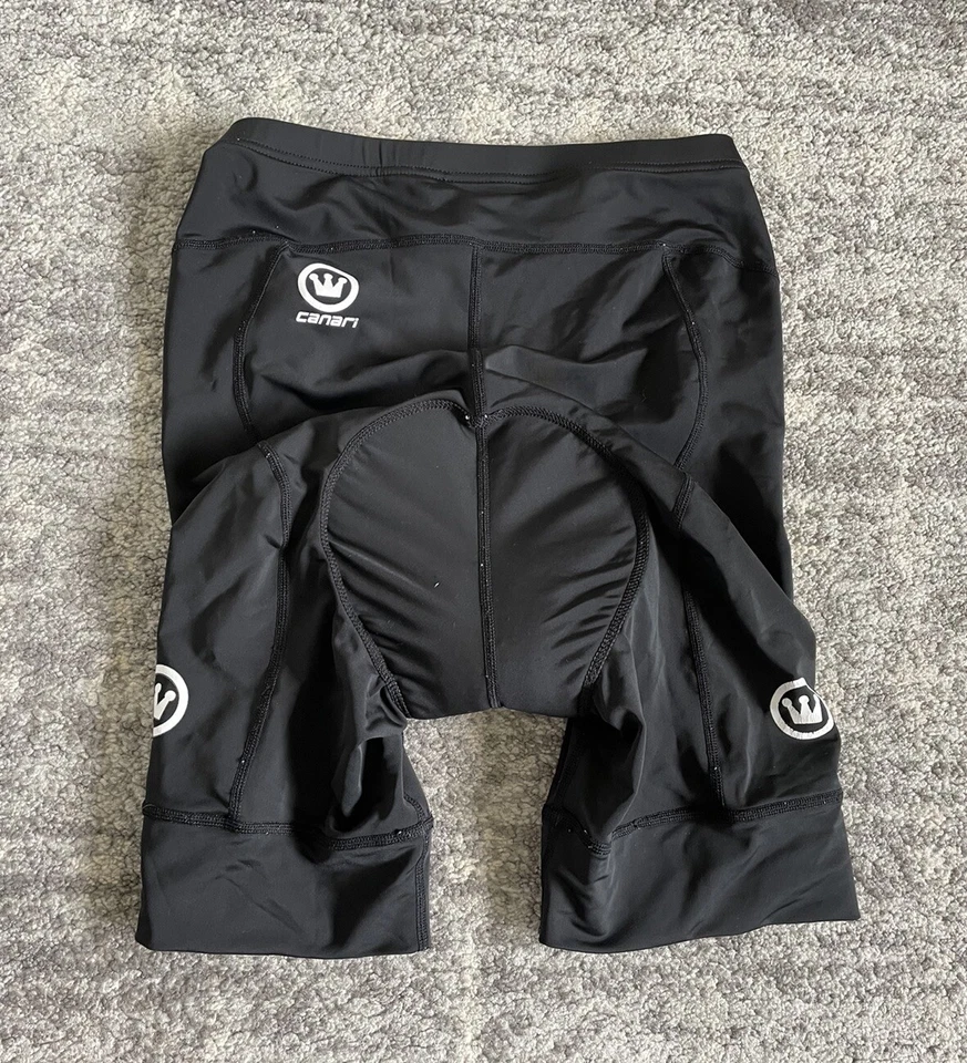 Canari Mens M Cycle Shorts Padded Black Stretch EUC O1 - Image 2 of 4